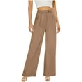 thumbnail image 1 of ZHYou Womens Pants High Waisted,Wide Leg,Pleated,Flowy,Casual Baggy Trousers,Khaki,Size M, 1 of 7