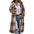 thumbnail image 1 of ZHYou Womens Plaid Hooded Overshirt Coat,Checkered Flannel Shacket Jackets,Long Sleeve Casual Outerwear with Hood,Yellow,Size:2XL, 1 of 7