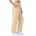 thumbnail image 1 of ZHYou Womens Plus Size Cargo Sweatpants,Wide Leg,Drawstring,Bottom Pants,Baggy Loose Casual Athletic Trousers,Beige,Size M, 1 of 6