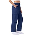 thumbnail image 1 of ZHYou Womens Plus Size Cargo Sweatpants,Wide Leg,Drawstring,Bottom Pants,Baggy Loose Casual Athletic Trousers,Navy,Size XL, 1 of 6