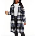 thumbnail image 1 of ZHYou Womens Plus Size Flannel Plaid Shirts,Long Sleeve Lounge Lapel Tartan Shacket Jacket,Long Button Down Coats,Black,Size:XL, 1 of 7