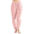 thumbnail image 1 of ZHYou Womens Plush Fleece Pajama Pants,Soft Comfy Warm Loose Fit Sleepwear Loungewear Trousers,Pink,Size M, 1 of 7