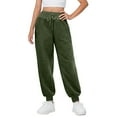 thumbnail image 1 of ZHYou Womens Sherpa Sweatpants Fuzzy Elastic Drawstring Waist Soft Warm Joggers with Pockets,Green,Size L, 1 of 7