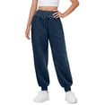 thumbnail image 1 of ZHYou Womens Sherpa Sweatpants Fuzzy Elastic Drawstring Waist Soft Warm Joggers with Pockets,Navy,Size M, 1 of 7