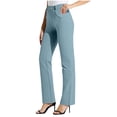 thumbnail image 1 of ZHYou Womens Slim Fit Bootcut Pants,Stretchy Casual Dress Trousers with Pockets Mid Rise Straight Leg Workwear,Light Blue,Size M, 1 of 7