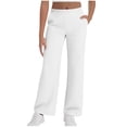 thumbnail image 1 of ZHYou Womens Straight Leg Sweatpants,Elastic Waist,Baggy Fleece Casual Lounge Pants with Pockets,White,Size S, 1 of 6