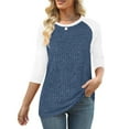thumbnail image 1 of ZHYou Womens Sweaters,Color Block Ribbed Knitted Tee Tops,Slim Fit,Stretchy,Soft Casual Wear Shirts,Blue,Size M, 1 of 5