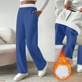 thumbnail image 1 of ZHYou Womens Sweatpants,Wide Leg Fleece Lined Warm Thick Fitted Pants,High Waist Casual Loose Trousers with Pockets,Blue,Size S, 1 of 9