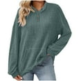 thumbnail image 1 of ZHYou No Boundaries Womens Sweatshirts,Ribbed Knit,Pullover,Drawstring,Hood Casual Tops,Soft Warm Hoodies Sweaters,Light Blue,Size M, 1 of 5