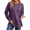 thumbnail image 1 of ZHYou Womens Tunic Tops Long Sleeve Oversized Crew Neck Sweatshirts Comfortable Casual Pullover Baggy Fit Tees,Purple,Size 2XL, 1 of 5