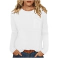 thumbnail image 1 of ZHYou Womens Waffle Knit Tops,Long Sleeve,Crew Neck,Chest Pocket,Casual Tunic Shirts,Soft Textured Basic Tees,White,Size S, 1 of 7