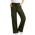 thumbnail image 1 of ZHYou Womens Wide Leg Cargo Pants,Corduroy Elastic Waist Drawstring Loose Fit Trousers with Pockets,Green,Size XL, 1 of 9