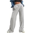 thumbnail image 1 of ZHYou Womens Wide Leg Sweatpants,Elastic Waist,Drawstring,Lounge Pants,Baggy Fit Trousers,Gray,Size 2XL, 1 of 5