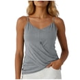 thumbnail image 1 of ZHYou No Boundrie Camisole Tops for Women V Neck Spaghetti Strap Wrap Front Ruched Loose Fit Casual Summer Tank Tops Gray Size 2XL, 1 of 7