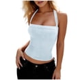 thumbnail image 1 of ZHYou No Boundrie Racerback Tank Tops for Women Halter Neck Square Neck Sleeveless Ribbed Slim Fit Camisole Tops White Size L, 1 of 5