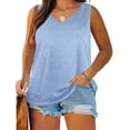 thumbnail image 1 of ZHYou No Boundrie Women V Neck Oversized Tank Tops Summer Casual Curved Hem Sleeveless Loose Fit Shirts Light Blue Size 4XL, 1 of 8