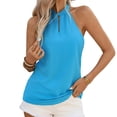 thumbnail image 1 of ZHYou No Boundrie Women's Halter Neck Sleeveless Tank Tops Keyhole Twist Knot Loose Fit Casual Summer Blouses for Daily Wear Blue Size XL, 1 of 8