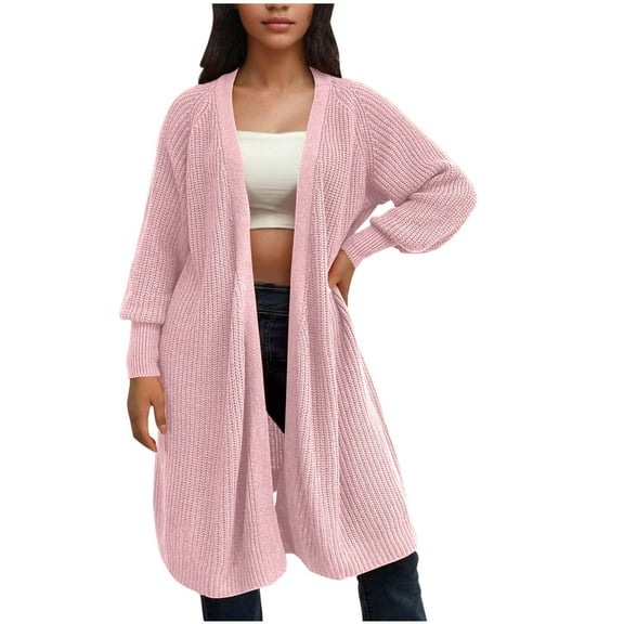 ZHYou Oversized Knit Cardigans for Women Thick Long Sleeve Loose Long Sweaters with Pockets