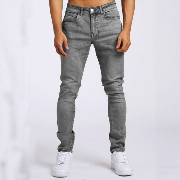 ZHYou Pants For Men Loose casual Solid Color Elastic Waist Breathable Jeans Pants