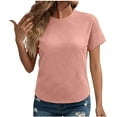 thumbnail image 1 of ZHYou Short Sleeve Shirts for Women Textured Diamond Pattern Crew Neck Basic Tops Casual Comfy Breathable Tshirts,Pink,2XL, 1 of 9