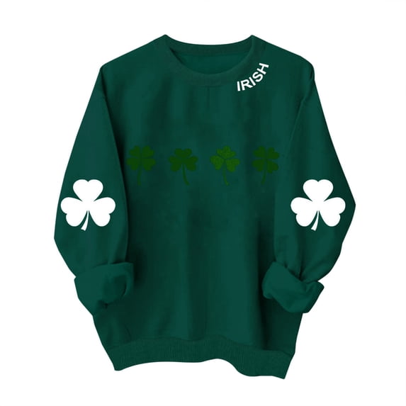 ZHYou St. Patrick's Day Womens Sweatshirts Casual Soft Crewneck St. Patrick's Day Printed Long Sleeve Loose Fit Fall Winter Sweatshirts,Green,Size XS