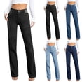 thumbnail image 1 of ZHYou Straight Leg Jeans for Women,High Waisted Wide Leg Slim Fit Stretchy Boyfriend Denim Pants Baggy Jeans,Black,Size M, 1 of 6