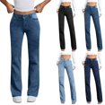 thumbnail image 1 of ZHYou Straight Leg Jeans for Women,High Waisted Wide Leg Slim Fit Stretchy Boyfriend Denim Pants Baggy Jeans,Blue,Size XL, 1 of 6