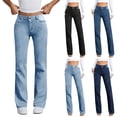 thumbnail image 1 of ZHYou Straight Leg Jeans for Women,High Waisted Wide Leg Slim Fit Stretchy Boyfriend Denim Pants Baggy Jeans,Light Blue,Size S, 1 of 6