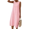 thumbnail image 1 of ZHYou Striped Dresses for Women Casual Summer Crewneck Maxi Dress Beach Long Sundresses with Pockets Pink 2XL, 1 of 5