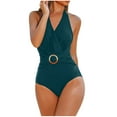 thumbnail image 1 of ZHYou Swimsuit for Women,Halter Low Back One Piece Swimsuits,Tummy Control Bathing Suits,Navy,M, 1 of 3
