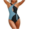 thumbnail image 1 of ZHYou Swimsuits for Women,Wrap Cut Out One Piece Monokini Swimsuit,Cheeky Color Block Bathing Suit,Gray,XL, 1 of 3
