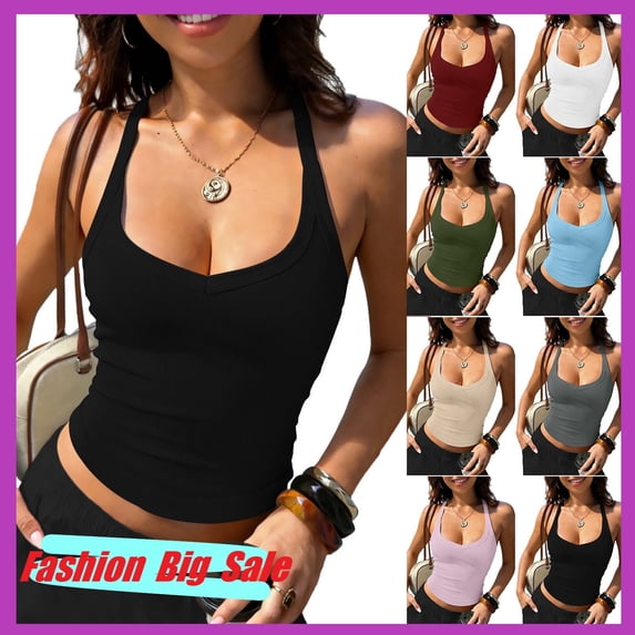 ZHYou Tank Tops for Women Ribbed Kintted U Neck Tummy Control Slim Fit Summer Basic Camisole,Black,Size L