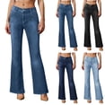 thumbnail image 1 of ZHYou Wide Leg Jeans for Woman Baggy Stretchy Loose Trendy Frayed Hem Boyfriend Denim Pants,Blue,Size XL, 1 of 7