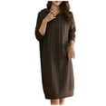 thumbnail image 1 of ZHYou Women Sweater Dresses Long Sleeve Cable Knit Hooded Midi Dress Drawstring Hoody Ribbed Cuff Comfy Casual Skirts,Coffee,Free Size, 1 of 8