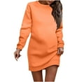 thumbnail image 1 of ZHYou Women Sweatshirt Dresses Long Sleeve Crew Neck Oversized Soft Comfort Casual Mini Dresses,Orange,3XL, 1 of 4