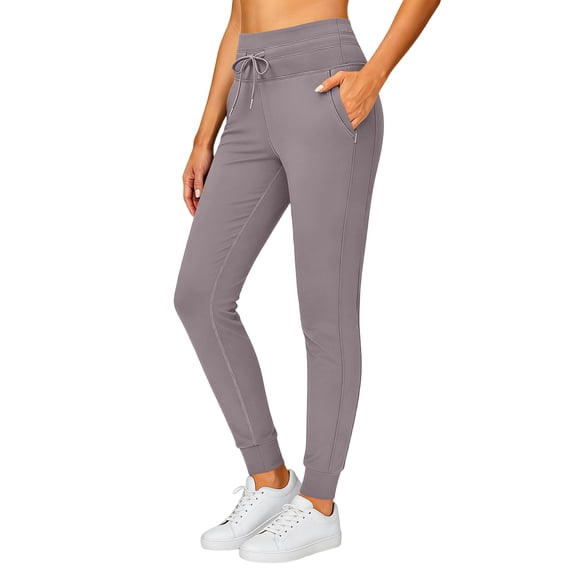 ZHYou Women's Leggings Drawstring Stretch Waist Slim Fit Tummy Control Basic Yoga Pants with Pockets,Purple,Size L
