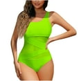 thumbnail image 1 of ZHYou Women's One Piece Bathing Suits One Shoulder Swimsuits Slimming Mesh Swimsuits,Mint Green,S, 1 of 4
