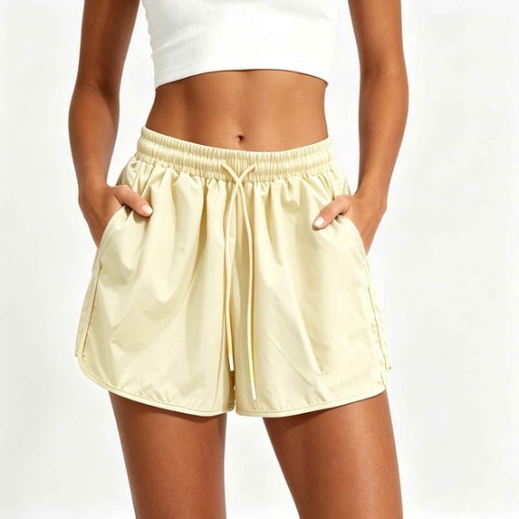 ZHYou Women's Running Shorts Quick Dry Elastic Waist Athletic Shorts with Rainbow Drawstring Lightweight Workout Short Pants