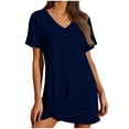 thumbnail image 1 of ZHYou Women's Short Sleeve Swimsuits Summer Loose V-Neck Coverup Bathing Suit Twisted Cover Up Dresses Dark Blue 2XL, 1 of 7