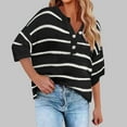 thumbnail image 1 of ZHYou Women's Sweaters Women's Elbow Sleeves Striped Button Crew Neck Knitted Sweaters, 1 of 6