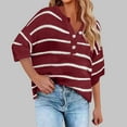 thumbnail image 1 of ZHYou Women's Sweaters Women's Elbow Sleeves Striped Button Crew Neck Knitted Sweaters, 1 of 6