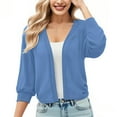 thumbnail image 1 of ZHYou Womens 3/4 Sleeve Cropped Cardigan Knit Sweaters Lightweight Open Front BLouses, 1 of 9