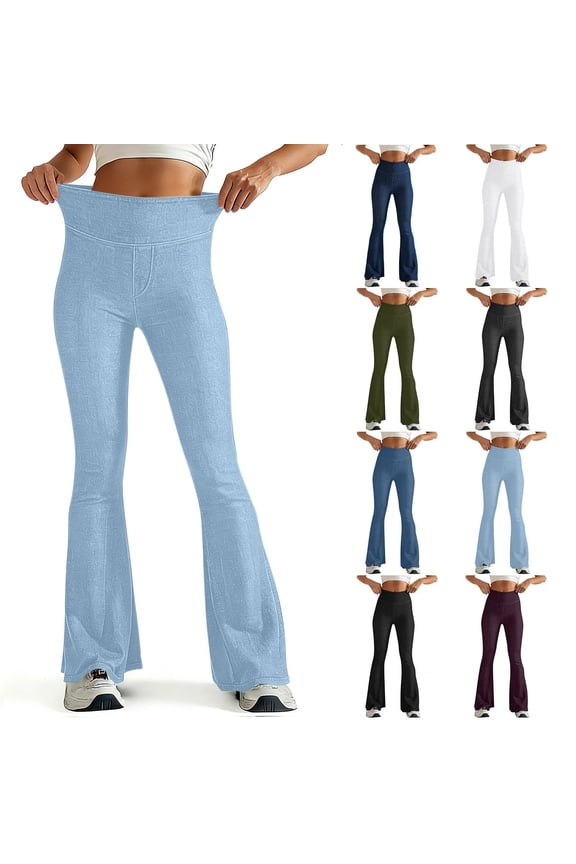 Womens Bell Bottom Jeans Stretch High Waisted Flare Slimming Bootcut Elastic Waistband Denim Pants,Light Blue,Size XL