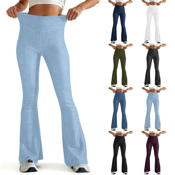 ZHYou Womens Bell Bottom Jeans Stretch High Waisted Flare Slimming Bootcut Elastic Waistband Denim Pants,Light Blue,Size XL