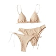 thumbnail image 1 of ZHYou Womens Bikini Sets Halter Neck Tie Triangle String Thong Swimsuit Summer Bathing Suits,Beige,Size XL, 1 of 4