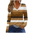 thumbnail image 1 of ZHYou Womens Color Block Striped V-Neck Top Long Sleeve Casual Multi-Color Variety T-Shirt,Sizes:S,M,L,XL,2XL, 1 of 4
