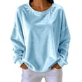 thumbnail image 1 of ZHYou Womens Long Sleeve Velvet Sweatshirts Crew Neck Drop Shoulder Loose Fit Casual Loungewear Tops,Light Blue,Size L, 1 of 6