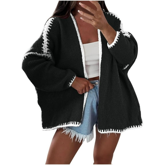 ZHYou Womens Oversized Cardigan Fall Long Lantern Sleeve Knit Open Front Lightweight Sweaters,Size：S,M,L,XL