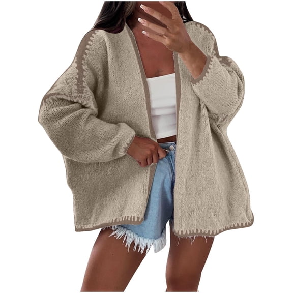 ZHYou Womens Oversized Cardigan Fall Long Lantern Sleeve Knit Open Front Lightweight Sweaters,Size：S,M,L,XL