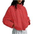 thumbnail image 1 of ZHYou Womens Polka Dot Cropped Puffer Jackets Stand Collar Full Zip Up Loose Long Sleeve Casual Padded Coats with Side Pockets, 1 of 8